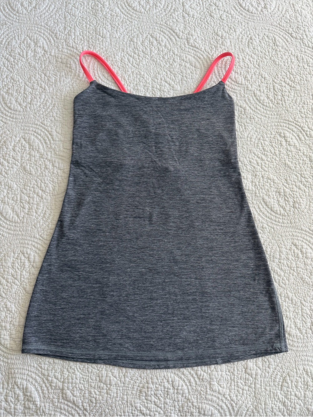Lululemon Dancing Warrior Heather Gray Neon Coral Strappy Tank Top Active Size 6